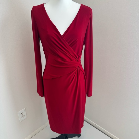 Lauren Ralph Lauren Sheath Dress Faux Wrap V Neck Holiday Party  Formal 10 - Picture 1 of 7